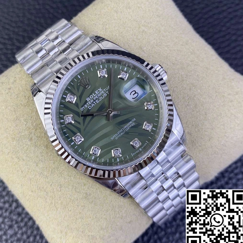 Datejust Dial Green Clean M126234 36MM Motif Diamond Steel Hourmarker Stainless Factory Rolex 0706